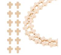 PandaHall 2 Strands Cross Hematite Beads 10mm Light Gold Crucifix Cross Spacers Gemstone Beads Bulk for Prayer Rosary Necklace Bracelet Jewelry Making