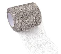 Pandahall 20 Yards Spider Web Lace Net 3 Inches Silver Mesh Ribbon Roll Big Hole Tulle for DIY Craft Flower Gift Packaging Skirt Making Door Curtain Background