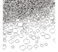 PandaHall 2000pcs Stainless Steel Jump Rings Silver Open Jump Rings 5/6/7/8/10mm Metal O Ring Connectors for Earring Necklace Bracelet Chainmail Jewelry Keychain Making