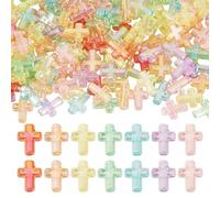 PandaHall 200pcs Acrylic Cross Beads Transparent Crucifix Cross Loose Spacer Beads Bulk for Easter Halloween Bracelet Prayer Rosary Necklace Jewelry Making