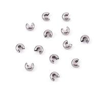 PandaHall 200pcs Half Round Open Crimp Beads Covers 5x4mm 304 Stainless Steel Crimp Cover Clamp Tips Knot Cover Findings for Bracelet Necklace Jewelry Making, Stainless Steel Color