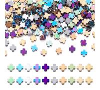 PandaHall 200pcs Non-Magnetic Hematite Beads Cross Beads 3mm Mini Crucifix Cross Spacers Loose Beads Bulk for Prayer Rosary Necklace Bracelet Jewelry Making