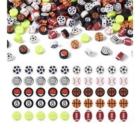 Pandahall 200Pcs Sports Ball Polymer Clay Beads Baseball Basketball Rugby Volleyball Football Heishi Beads Loose Spacer for Jewelry Making