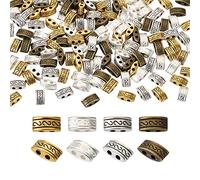 Pandahall 200pcs Tibetan Style 2-Hole Rectangle Spacer Bars Mixed Color Alloy Multi Strand Link Connectors for Jewelry Findings DIY Multilayer Bracelet,5x10x4mm- Hole: 1.5mm