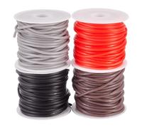 PandaHall 20m Hollow Pipe Rubber Cord 2mm Knitting Barber Cords Red Black Gray Brown Stitch Holder Tube Cord for Jewelry Making DIY Crafts, Hole: 1mm