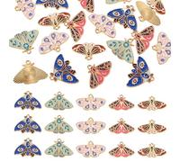 Pandahall 20Pcs Colorful Butterfly Enamel Charms Animal Insects Moth Pendants for DIY Necklace Bracelet Earrings Jewelry Making