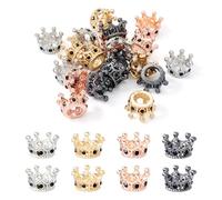 Pandahall 20Pcs Crown Spacer Beads Crown Rhinestone Beads Crown Shape Charms Loose Beads 4 Colors King Crown Large Hole Beads for Bracelet Necklace Jewelry Making