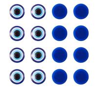 Pandahall 20Pcs Flat Back Resin Evil Eye Cabochons Tiles 18x5.5mm Half Round Blue Eye Domes for DIY Scrapbooking Crafts Projects