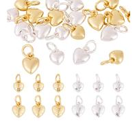 Pandahall 20Pcs Golden Silver Heart Charms Mini 3D Sweet Love Charms 2 Styles Valentine Heart Dangle Charm Puffy Love Pendants for DIY Necklace Bracelet Jewelry Making Supplies
