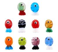 PandaHall 20pcs Lampwork Fish Beads Cartoon Animal Goldfish Glass Beads Ocean Crystal Loose Beads for Sea Hawaii Bracelet Jewelry Making