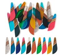 Pandahall 20Pcs Resin Wooden Pendants Long Knife Shape Wood Charms for Dangle Drop Earring Necklace Jewelry Making Findings