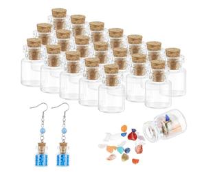 PandaHall 20pcs Small Glass Bottles with Cork, Chirstmas Spell Jars Empty Spell Bottle Clear Wishing Bottles Vials for Wedding Party Favors DIY Crafts Decoration Wish Jars Memory Jar, 15×22mm (1ML)