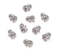 PandaHall 20pcs Tibetan Style Alloy Elephant Beads Antique Silver Animal Spacer Loose Beads 8.5x12x4mm Metal Lucky Charms Beads for Necklace Bracelet DIY Crafts Jewellery Making