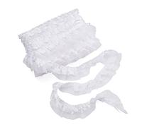 PandaHall 21.8 Yards Satin Organza Lace Edge Trim 2-Layer Gathered Ruffle Chiffon Ribbon 1-5/8 Inch White Pleated Edging Trimmings Fabric for Cloth Sewing Embroidered Applique Wedding Party Décor