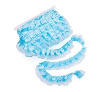 PandaHall 21.8 Yards Satin Organza Lace Edge Trim 2-Layer Gathered Ruffle Chiffon Ribbon 1-5/8 Inch Deep Sky Blue Pleated Edging Trimmings Fabric for Cloth Sewing Wedding Party Decor