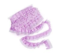 Pandahall 21.8 Yards Satin Organza Lace Edge Trim 2-Layer Gathered Ruffle Chiffon Ribbon 1-5/8 Inch Medium Purple Pleated Edging Trimmings Fabric for Cloth Sewing Wedding Party Decor