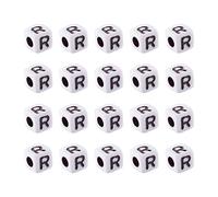 PandaHall 240pcs Cube Acrylic Letter Beads 5mm Square White Letter R Alphabet Spacer Loose Beads for Friendship Bracelet Necklace Jewelry Making Art Craft DIY, Hole: 1.8mm
