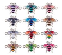 pandahall 24Pcs Bee Charm Pendants Honeybee Charms Enamel Connector Charms Colorful Insect Link Pendants Dangle Charms for Bracelet Earring Necklace DIY Jewelry Making