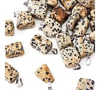 PandaHall 24pcs Natural Dalmatian Jasper Irregular Gemstone Pendant Nuggets Shape Healing Crystal Chakra Gemstone Charms Pendant with Stainless Steel Snap On Bails for Necklace Jewelry Making