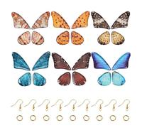 PandaHall 24pcs Resin Butterfly Wing Pendants Earrings Making Kit Insect Wing Dangle Charms with Gold Foil for Jewellery Making