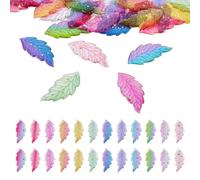 Pandahall 24Pcs Resin Leaf Chrams 12 Colors Leaves Plant Beads Charms with Gold Foil Colorful Resin Leaves Pendants Tiny Leaf Charms for DIY Earrings Necklace Bracelet Jewelry Making