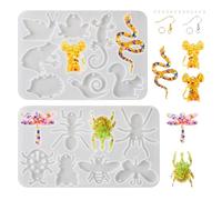 PandaHall 2pcs Animal Resin Mould Insect Bee Butterfly Pendant Silicone Molds with Earring Hooks Jump Rings for Epoxy Casting Crafts Jewellery Making