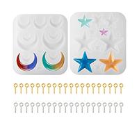 PandaHall 2pcs Star Pendant Silicone Mold Moon Resin Moulds with Screw Eye Pin Peg Bails for Epoxy Resin Jewelry Crafts Making