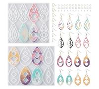 PandaHall 2pcs Teardrop Charm Pendant Silicone Molds Resin Earring Mould with Jump Rings Earring Hooks for Epoxy Casting Crafts Jewellery Making