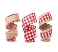 Pandahall 3 Rolls/19.6 Yards Buffalo Plaid Burlap Ribbon 2.56 inch Wide Red Christmas Check Gingham Craft Ribbon for Wrapping Gifts Wreath Bows Xmas Home Party Decor,White,Black