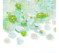 PandaHall 30g Flower Resin Cabochons Charms Green Luminous Heart Butterfly Bowknot Dome Flatback Cabochons for Nail Art Decoration Scrapbooking Embellishment