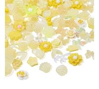 PandaHall 30g Flower Resin Cabochons Charms Yellow Luminous Heart Butterfly Bowknot Dome Flatback Cabochons for Nail Art Decoration Scrapbooking Embellishment