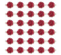 PandaHall 30pcs Alloy Rose Links Connectors 3D Red Flower Link Connector 2 Holes Link Charms Light Gold Plated for DIY Necklace Bracelet Jewelry Making