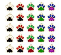 Pandahall 30Pcs Rainbow Color Alloy Dog Paw Charms 17x16mm Mixed Color Enamel Footprint Charms Golden Paw Print Charms for DIY Jewelry Making Earring Necklace Bracelet Craft