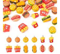 Pandahall 30Pcs Resin Fast Food Charm 3D Imitation Food Pendants Cute Hamburger French Fries Hot dog Flatback Pendants Dangle Charms for DIY Jewelry Making Necklaces Earring Keychains Craft