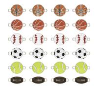PandaHall 30pcs Sport Enamel Connector Charms Basketball Football Tennis Baseball Rugby Link Charms Pendants for DIY Crafts Bracelet Jewellery Making