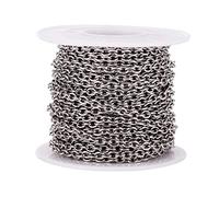 PandaHall 32.8 Feet Stainless Steel Cable Chains 4x3x0.8mm Unwelded Oval Cross Link with Spool for Jewelry Making