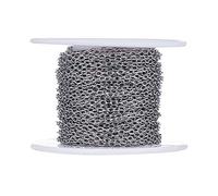 PandaHall 32.8 FT Stainless Steel Cable Chain 3x2x0.5mm Unwelded Twisted Cross Chain with Spool for Jewelry Making
