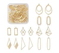 Pandahall 32Pcs Alloy Open Back Bezel Charms Mixed Teardrop Oval Rhombus Geometric Shape Hollow Frame Pendant Blanks Charms Resin Molds for DIY Resin Jewelry Crafts