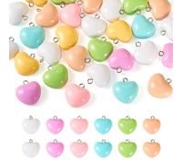 Pandahall 35Pcs Gummy Heart Pendants Valentine's Day Heart Charms Colorful Resin Love Heart Candy Pendants Keychain Chrams for DIY Earrings Necklace Bracelet Jewelry Making