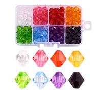 PandaHall 360pcs Faceted Bicone Crystal Beads 8mm 8 Colors Transparent Acrylic Craft Beads Colorful Spacer Charm Beads for DIY Necklace Bracelet Jewelry Making Key Chains