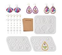 PandaHall 3pcs Earring Resin Moulds Teardrop Pendant Silicone Molds with Earring Hooks Jump Rings Display Cards for Epoxy Resin Jewelry Crafts Making