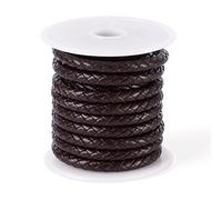 PandaHall 4 Meters 5mm Braided Leather Cord Coconut Brown Round Genuine Leather Cord for DIY Bracelet Necklace Jewelry Making
