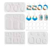 PandaHall 4 pcs Teardrop UV Resin Moulds Round Silicone Molds Geometrical Jewellery Resin Molds with Earring Hooks Jump Rings for Crafts Jewelry Making