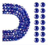 PandaHall 4 Strands 10mm Faceted Crystal Round Beads Transparent Glass Bead Strands Indigo Loose Beads for Jewelry Making Door Window Decoration