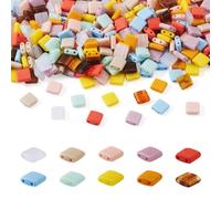 PandaHall 400pcs 2 Hole Seed Beads Tila Beads Flat Square Carrier Beads Acrylic Multi-Strand Linking for Bracelet Necklace Earring Jewellery Making