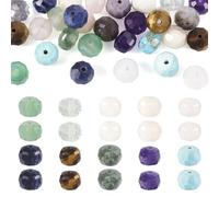 PandaHall 40pcs Natural Gemstone Beads Faceted Rondelle Gem Loose Crystal Stone Beads for DIY Bracelet Necklace Earring Jewelry Making
