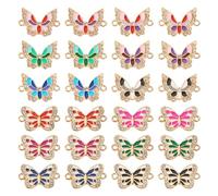 PandaHall 48pcs Butterfly Enamel Connector Charms Butterfly Link Charms Pendants with Crystal Rhinestone for DIY Crafts Bracelet Jewellery Making