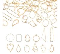 PandaHall 48pcs Geometry Open Back Bezel Pendants Assorted Shape Golden Hollow Frame Pendant for DIY Resin Jewelry Making
