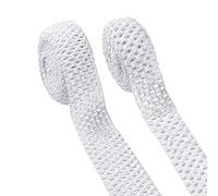 Pandahall 5.4 Yards/Roll Elastic Crochet Headband Ribbon 1.5 Inch & 2.1 Inch Wide Crochet Stretch Trim Fabric for Hair Bows for Girls, Waistband Tutu Drees for Baby