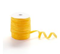 PandaHall 50 Yards Single Face Velvet Ribbon 3/8 Inch 10mm Velvet Ribbon Spool for Gift Wrapping Hair Bow Clip Sewing Wedding Decoration(Yellow)